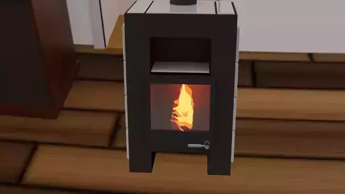3D Stoves Furnace with fire lowpoly Low-poly 3D model