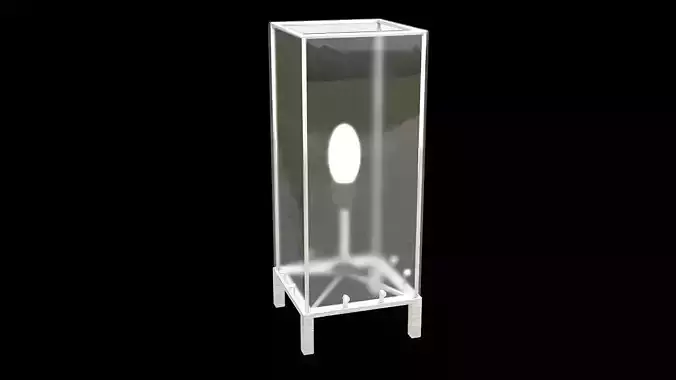 square metal and glass night light 3D model
