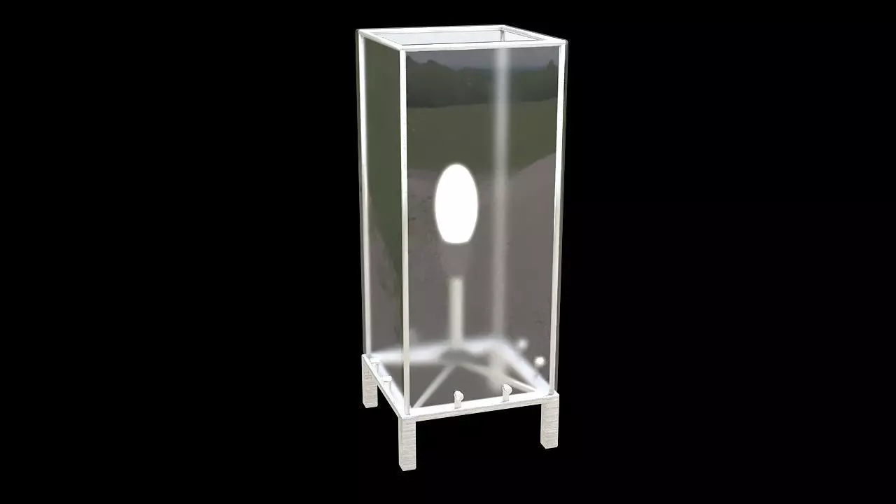 square metal and glass night light 3D model_0