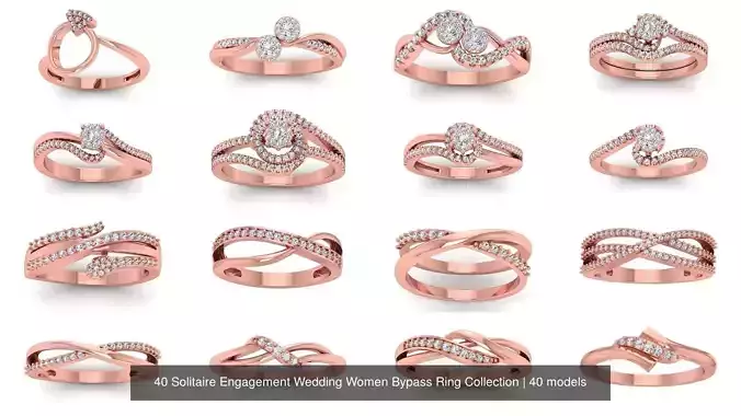 40 Solitaire Engagement Wedding Women Bypass Ring Collection 