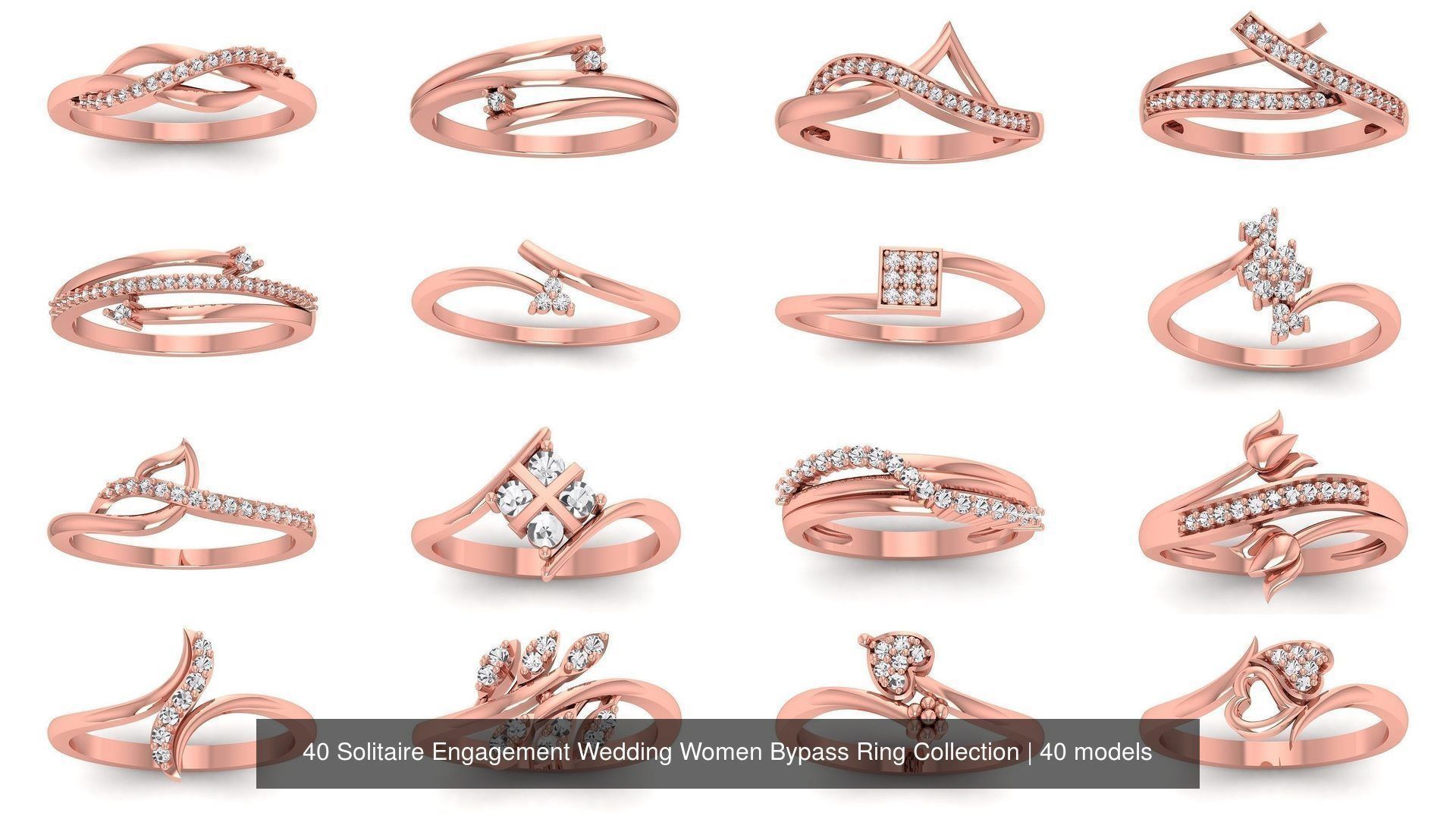 40 Solitaire Engagement Wedding Women Bypass Ring Collection _3