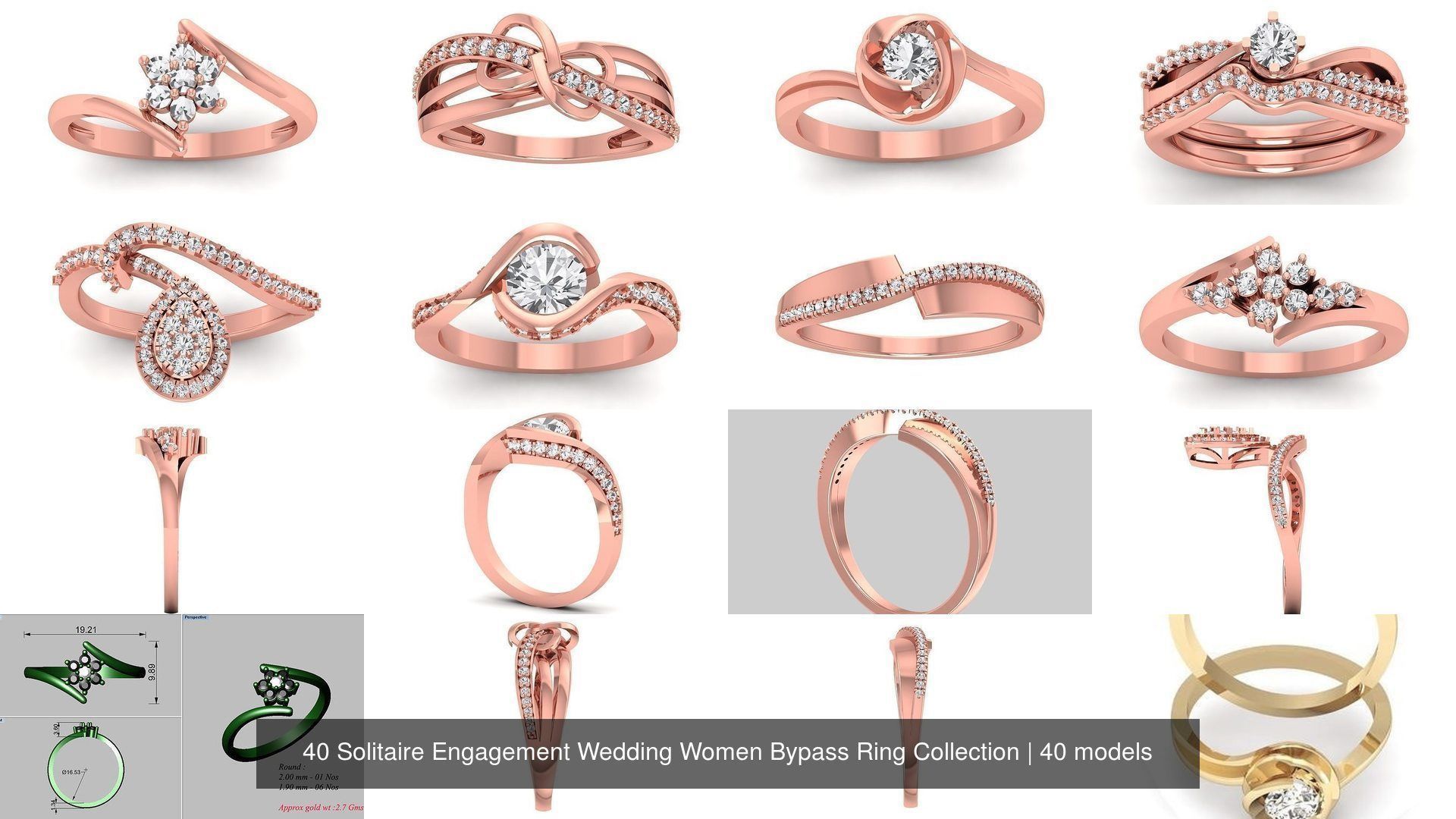 40 Solitaire Engagement Wedding Women Bypass Ring Collection _4
