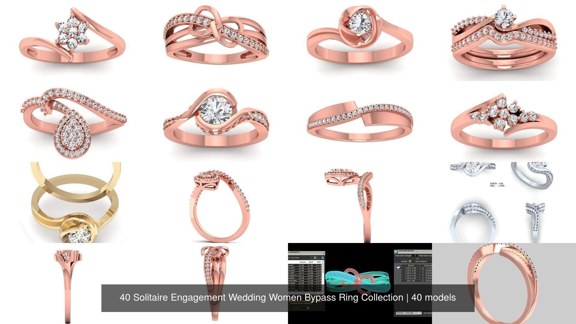 40 Solitaire Engagement Wedding Women Bypass Ring Collection _6
