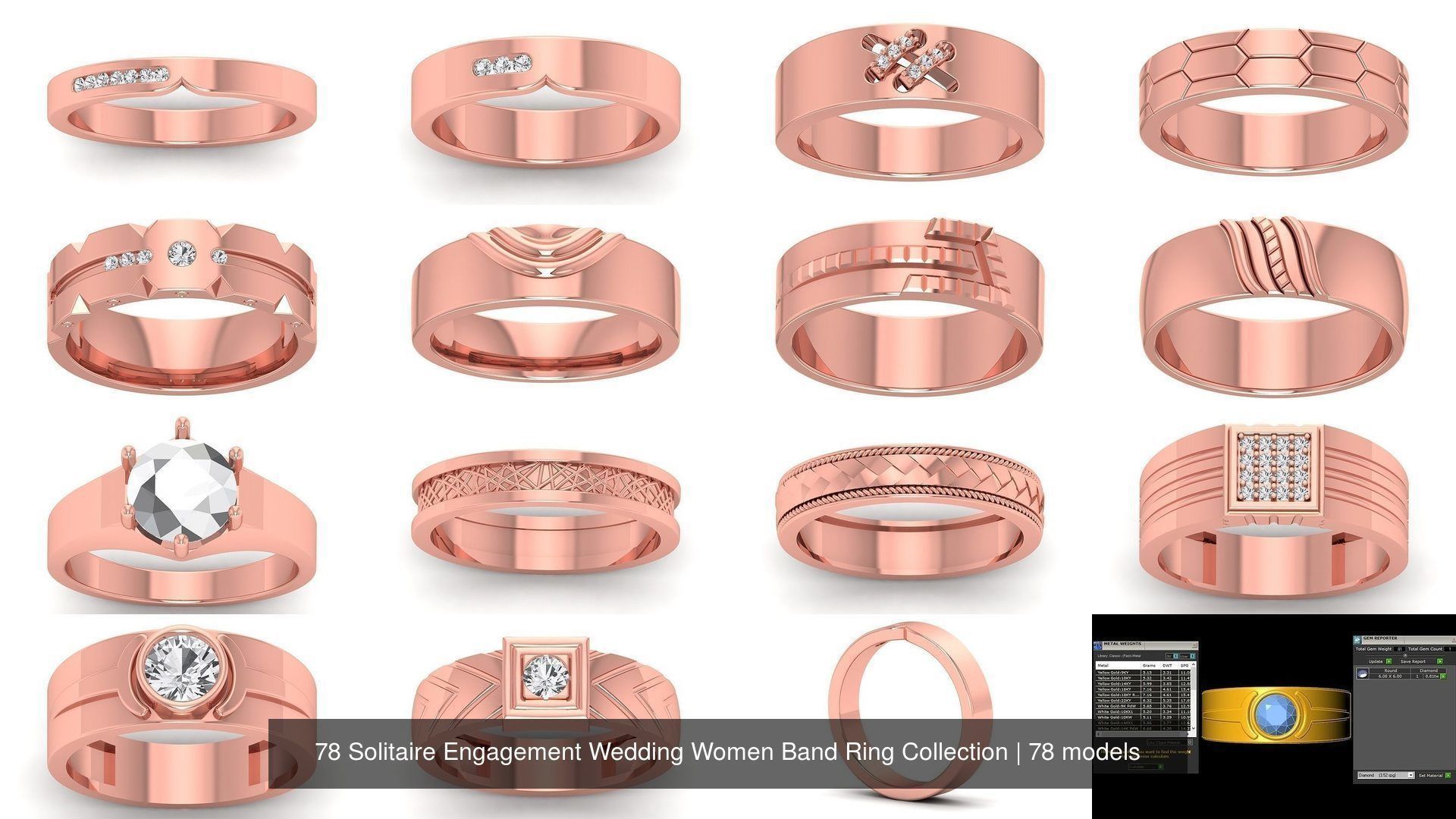 78 Solitaire Engagement Wedding Women Band Ring Collection _12