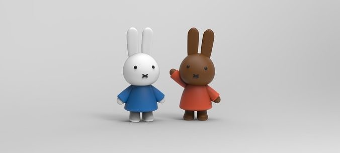 miffy two toy rabbits 3D print model