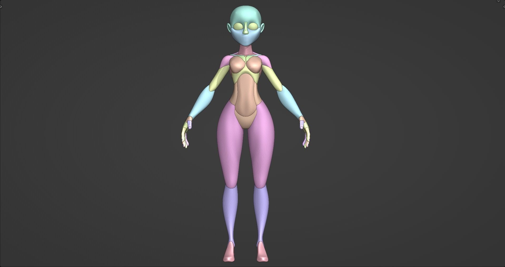 Stylized Female Anatomy Blockout V1 Free 3D model_2