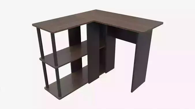 L-shape Desk with Bookshelf