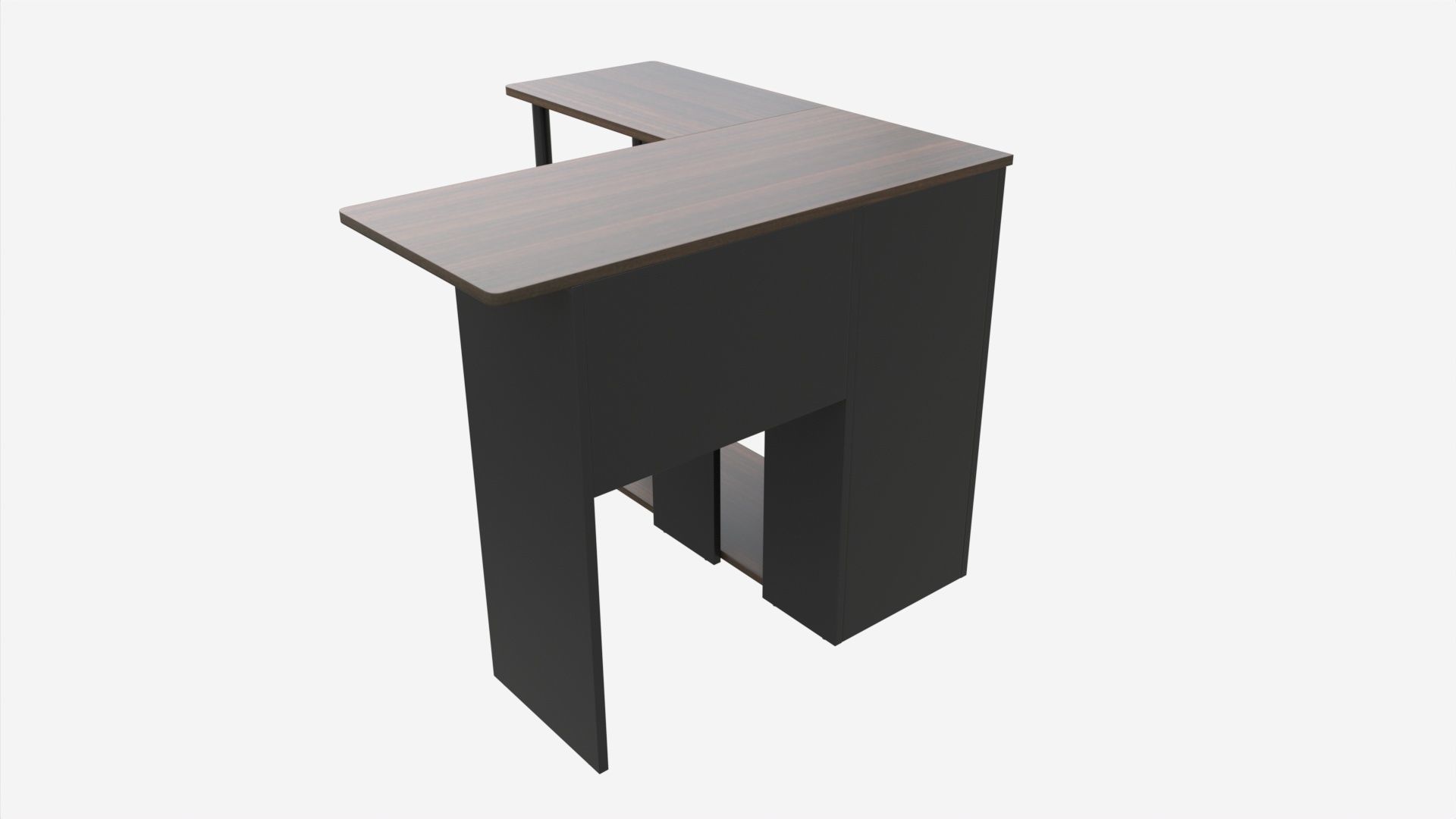 L-shape Desk with Bookshelf 3D model_2