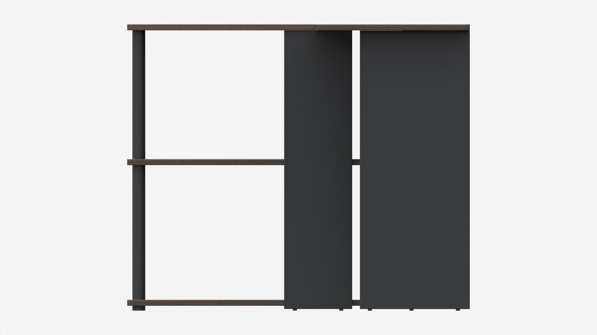 L-shape Desk with Bookshelf 3D model_4