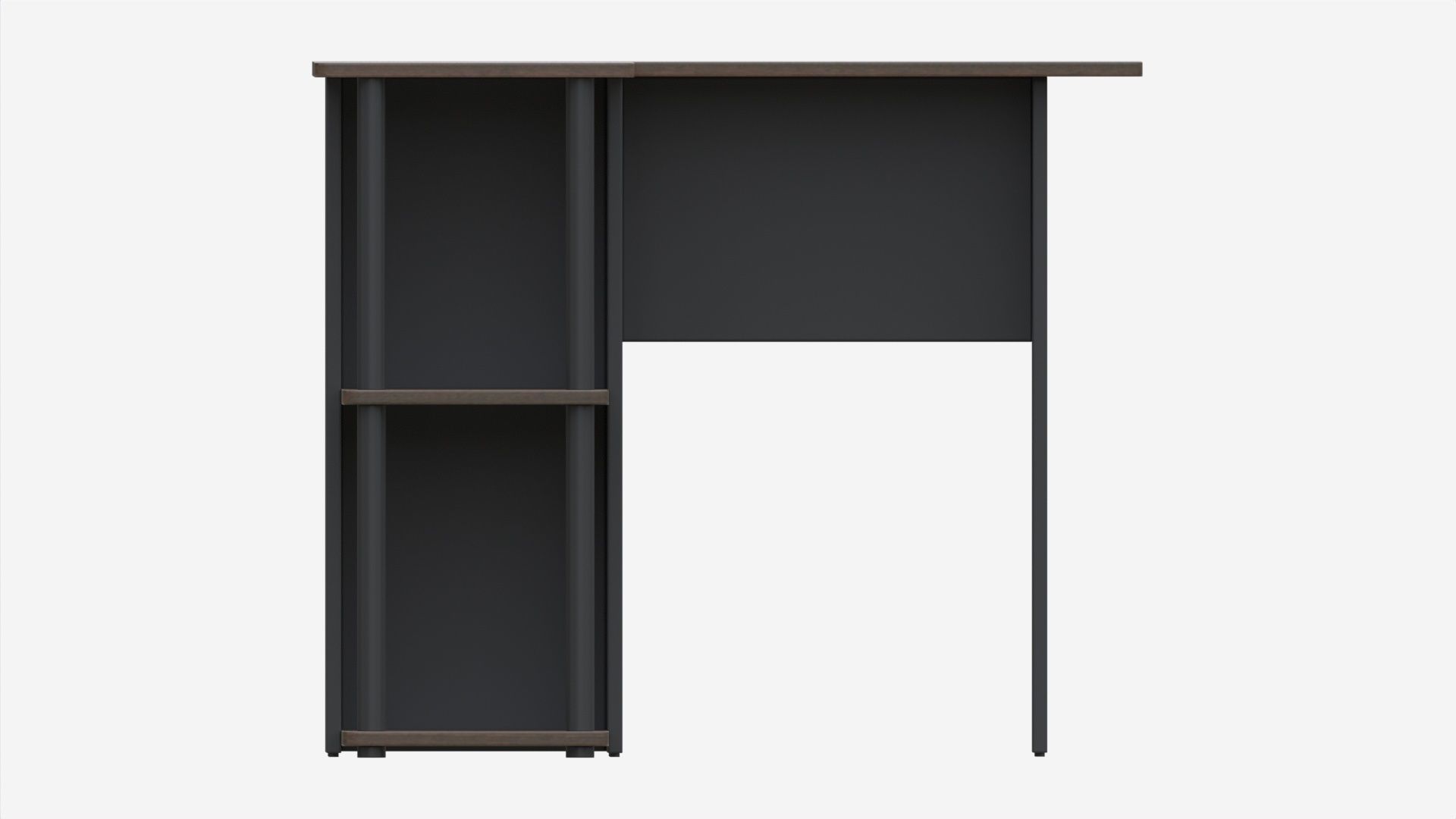 L-shape Desk with Bookshelf 3D model_5