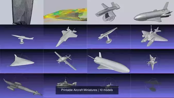 Printable Aircraft Miniatures 3D Model Collection