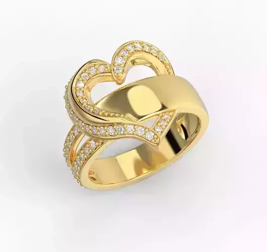220303 R Ring with heart and twisted shank