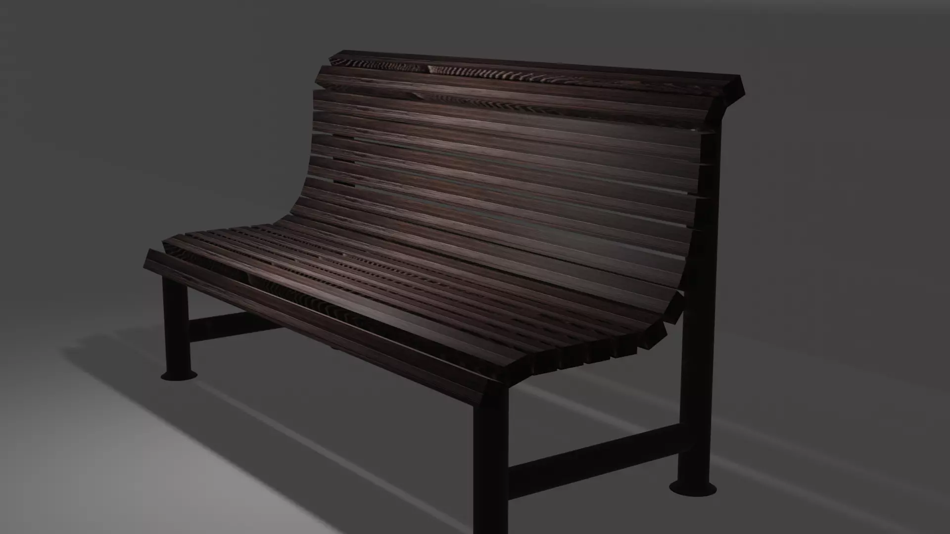 Park bench in 3 colors PBR Low-poly 3D model_0