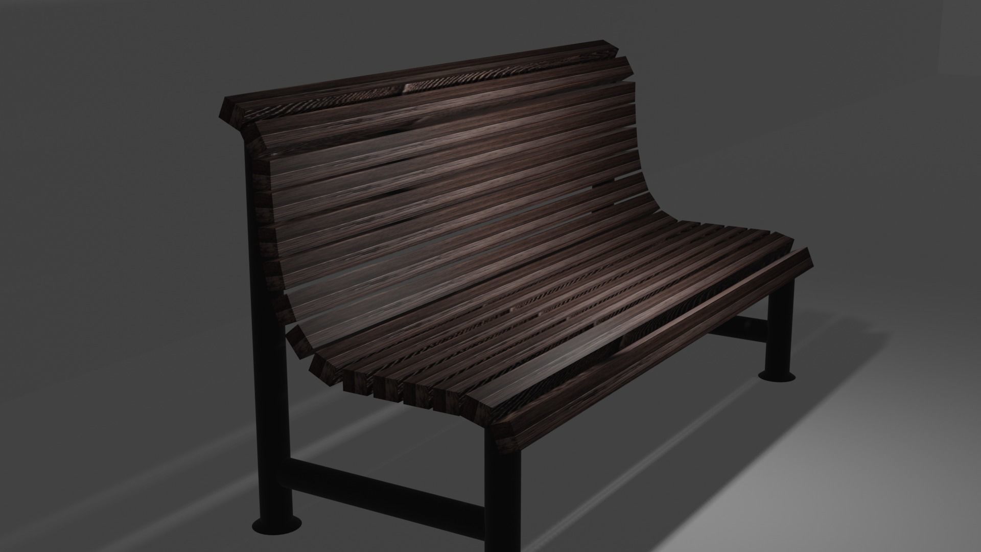 Park bench in 3 colors PBR Low-poly 3D model_3