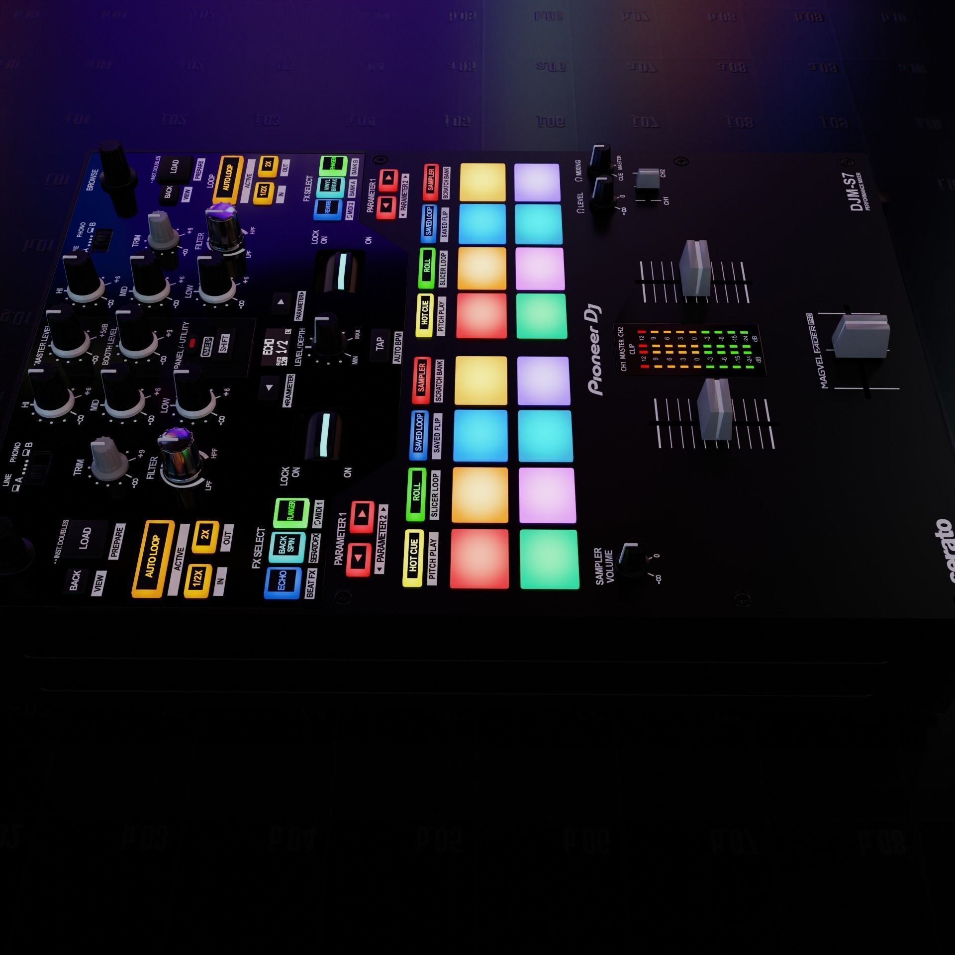 Pioneer DJ DJM-S7 DJ Battle Mixer 3D model_2