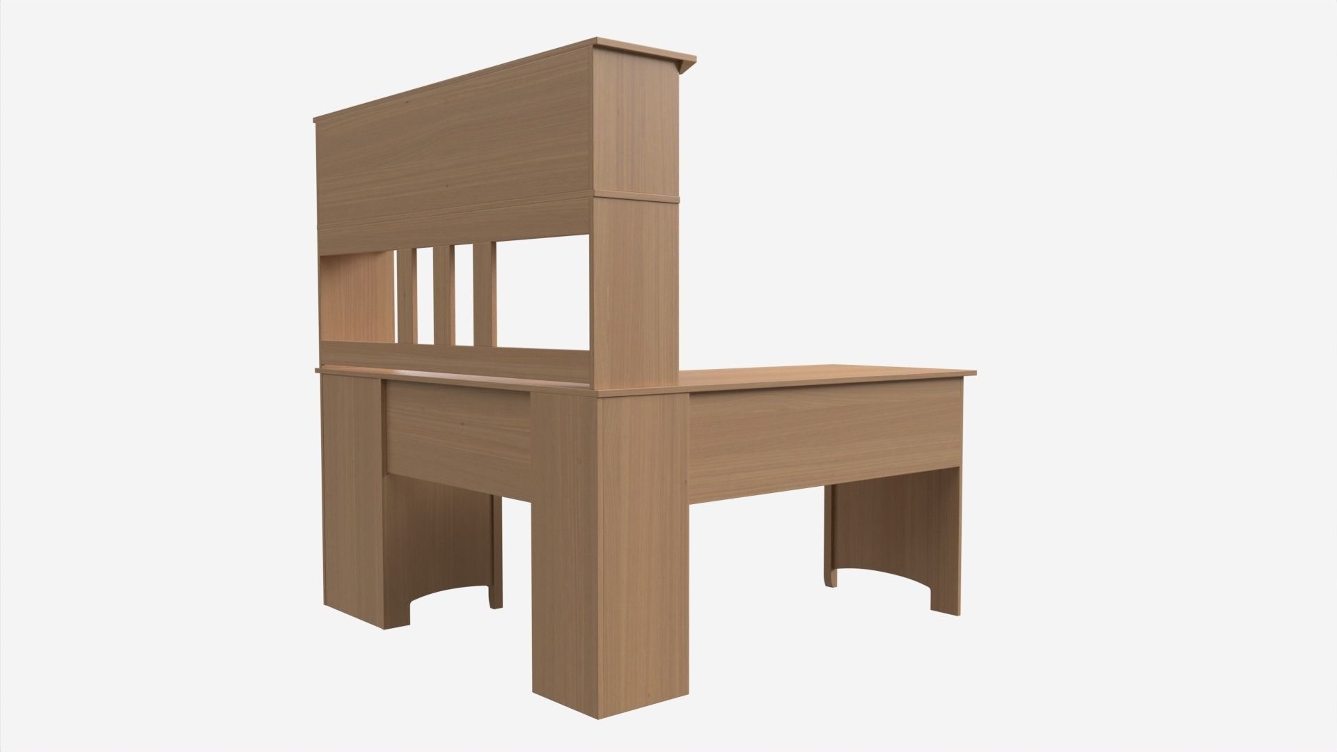 L-shape Desk with Shelf 3D model_2