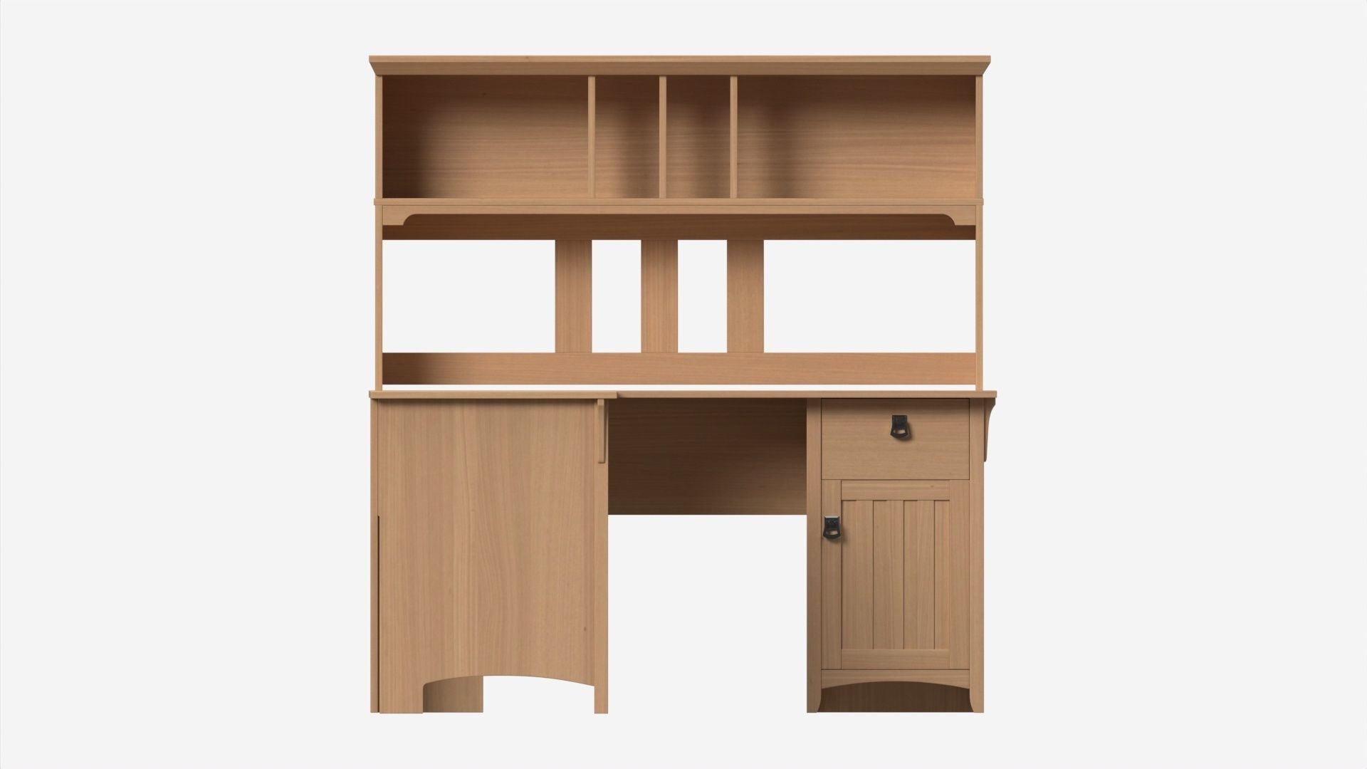 L-shape Desk with Shelf 3D model_5