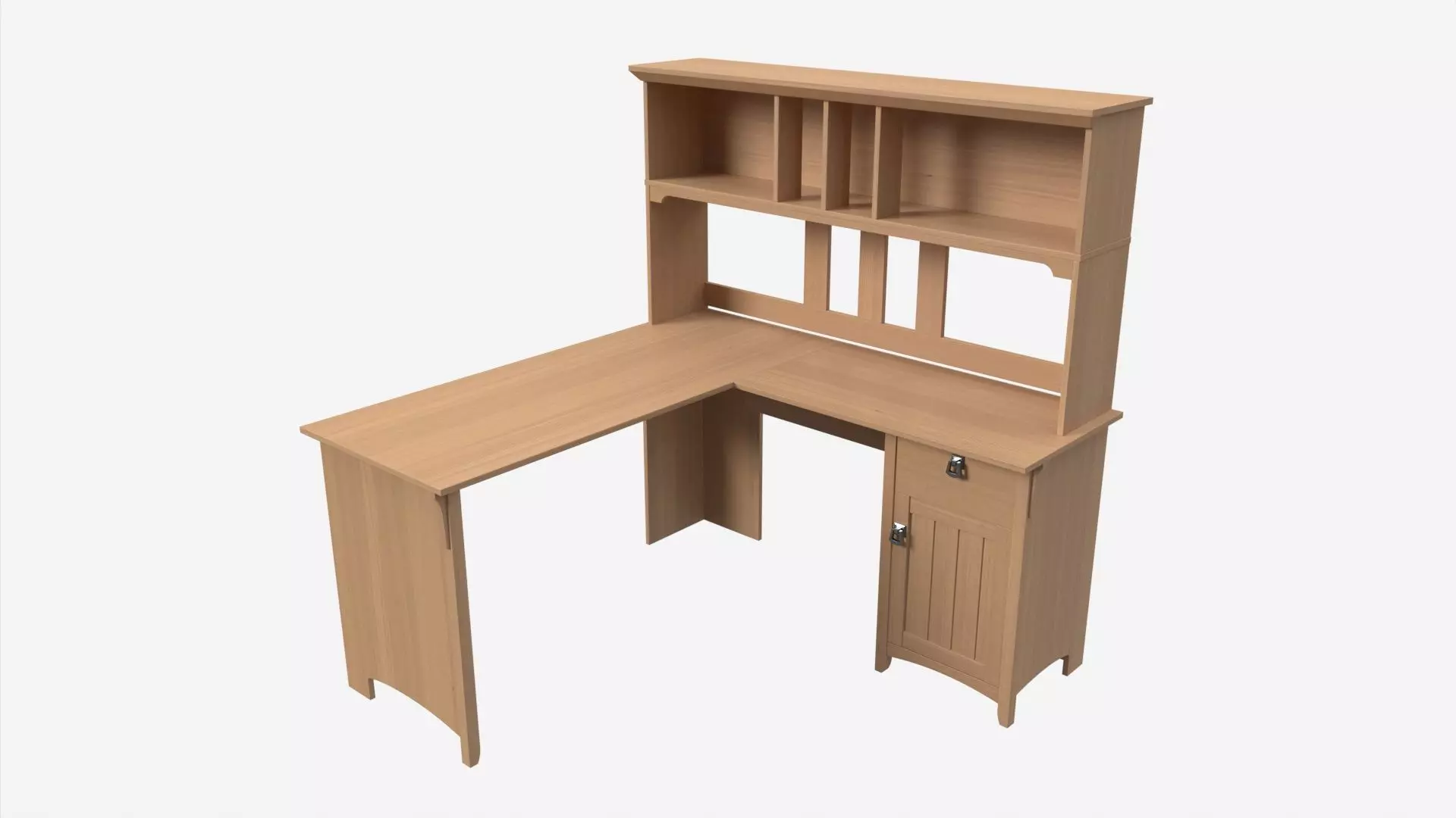 L-shape Desk with Shelf 3D model_0