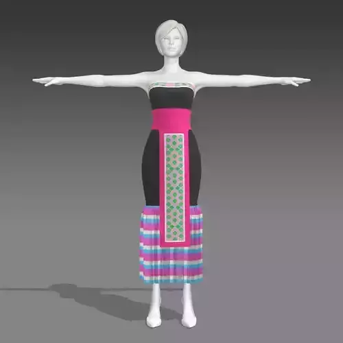 Hmong traditional clothes for woman 3D model
