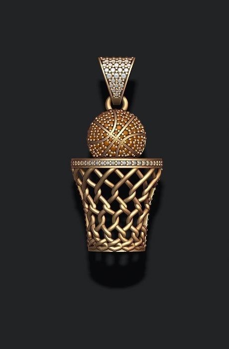 basketball pendant with gems 3D print model_5
