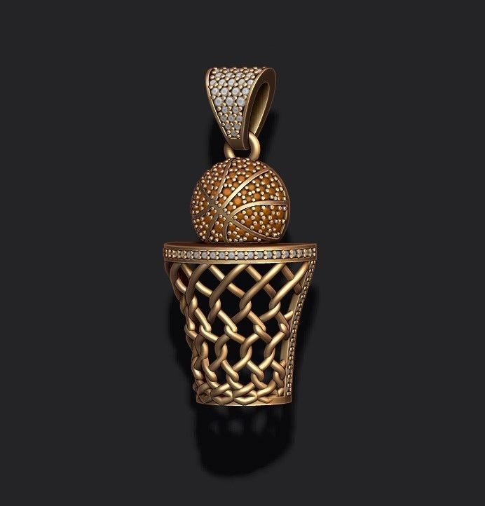 basketball pendant with gems 3D print model_4