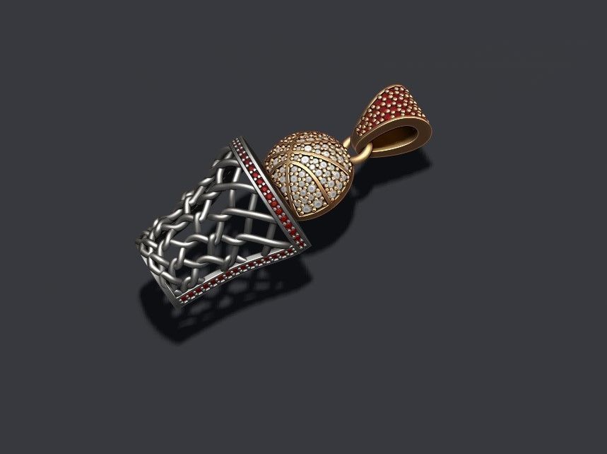 basketball pendant with gems 3D print model_1