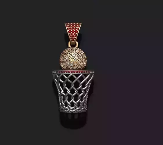 basketball pendant with gems