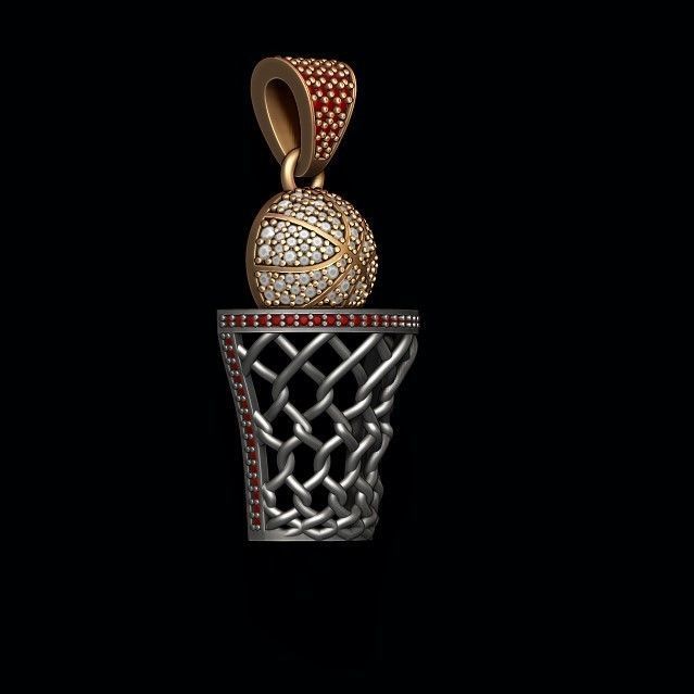basketball pendant with gems 3D print model_2