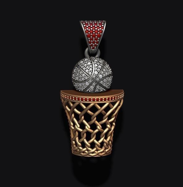basketball pendant with gems 3D print model_3