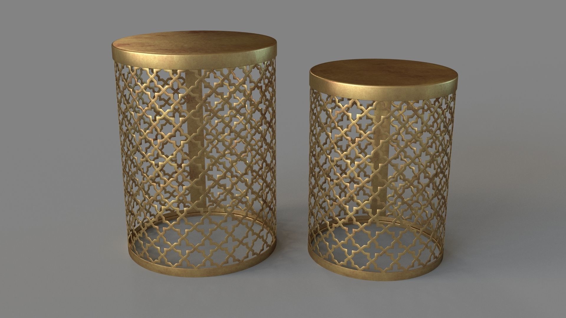 Serendipity Circle Gold Accent Tables 3D model_1
