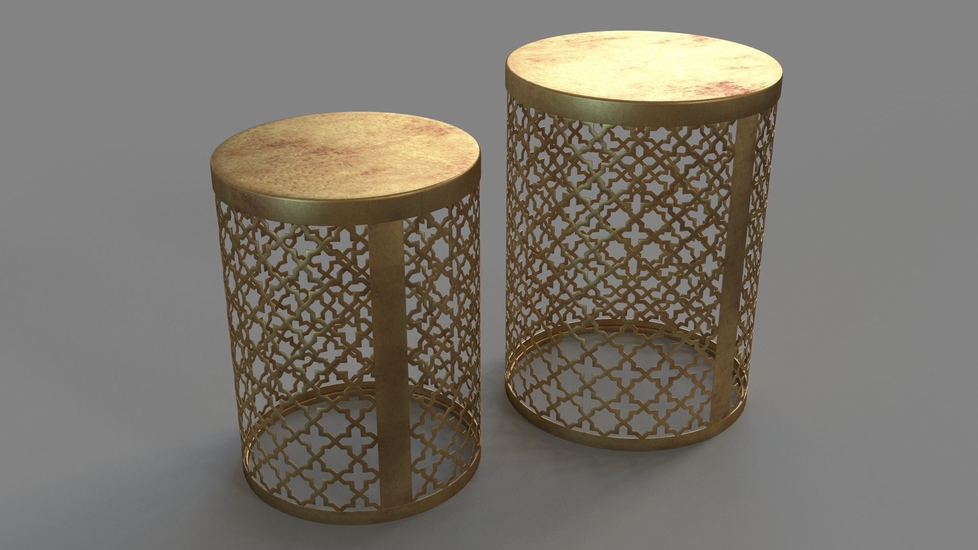 Serendipity Circle Gold Accent Tables 3D model_3