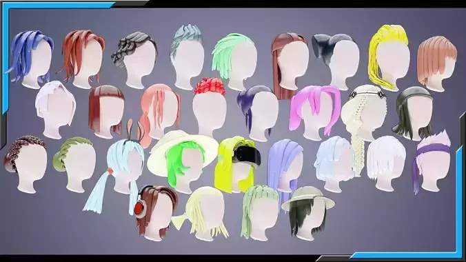 Base Stylized Haircuts 121-150 Low-poly 3D model