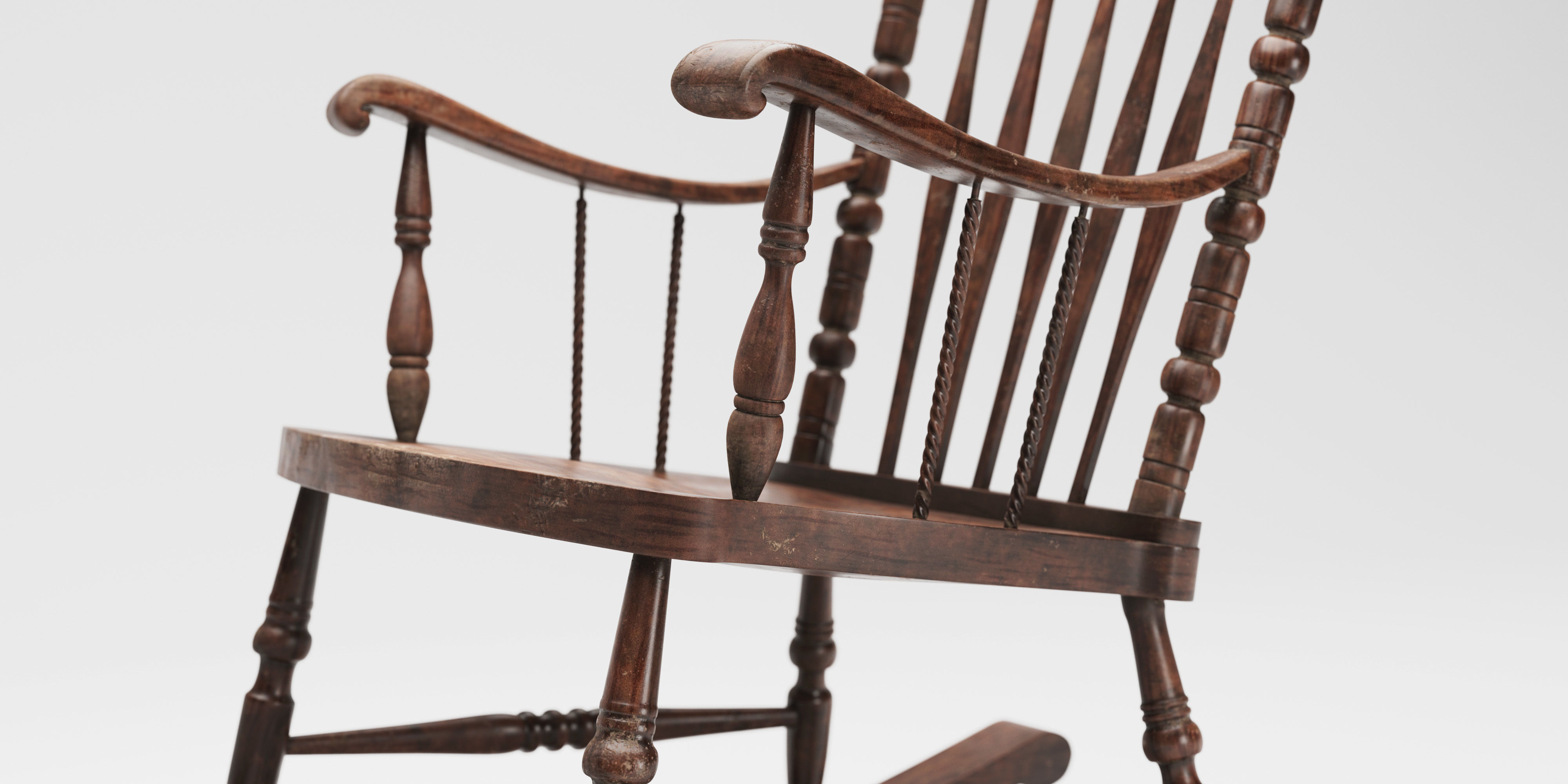 Old rocking chair 3D model_5