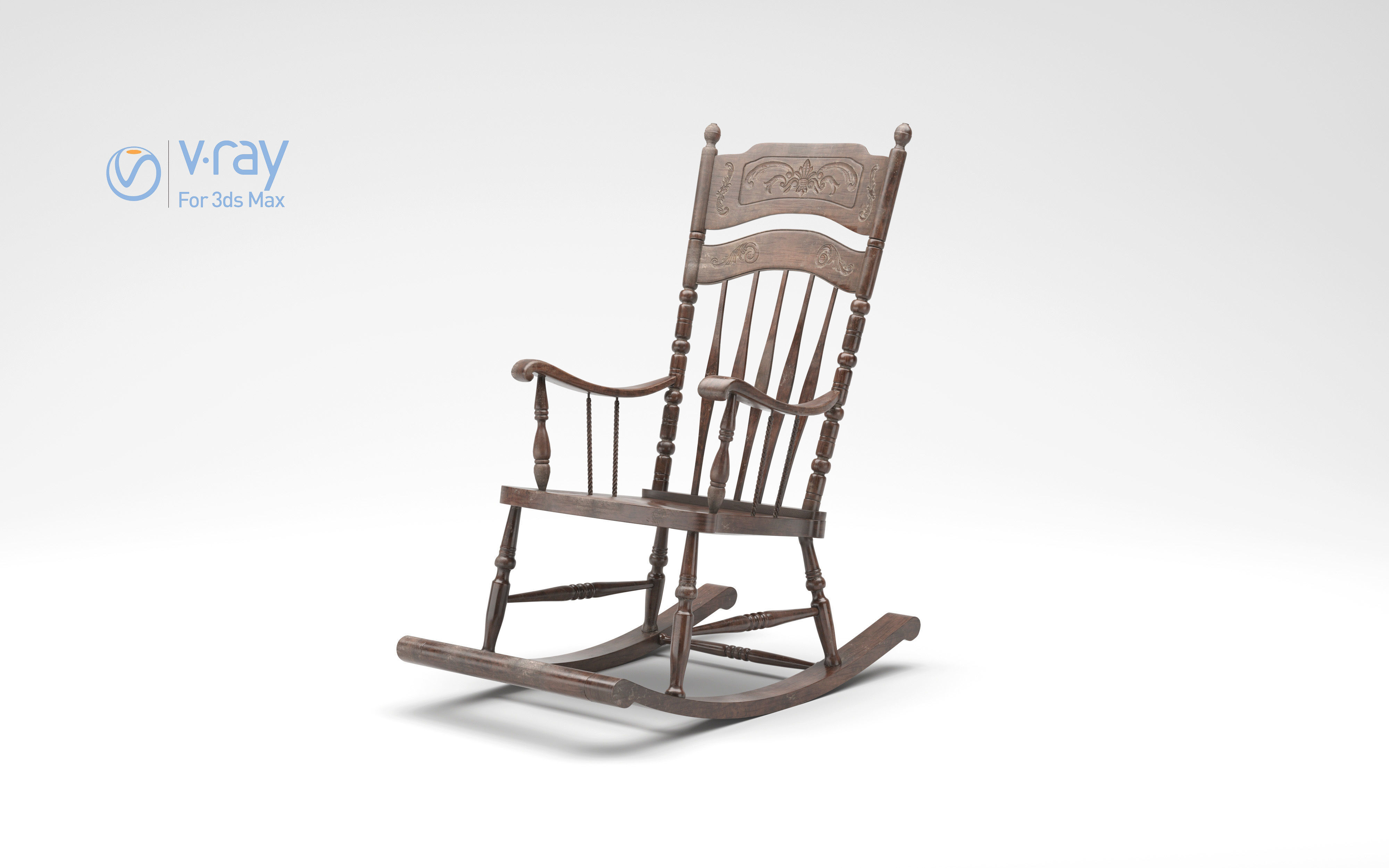 Old rocking chair 3D model_6