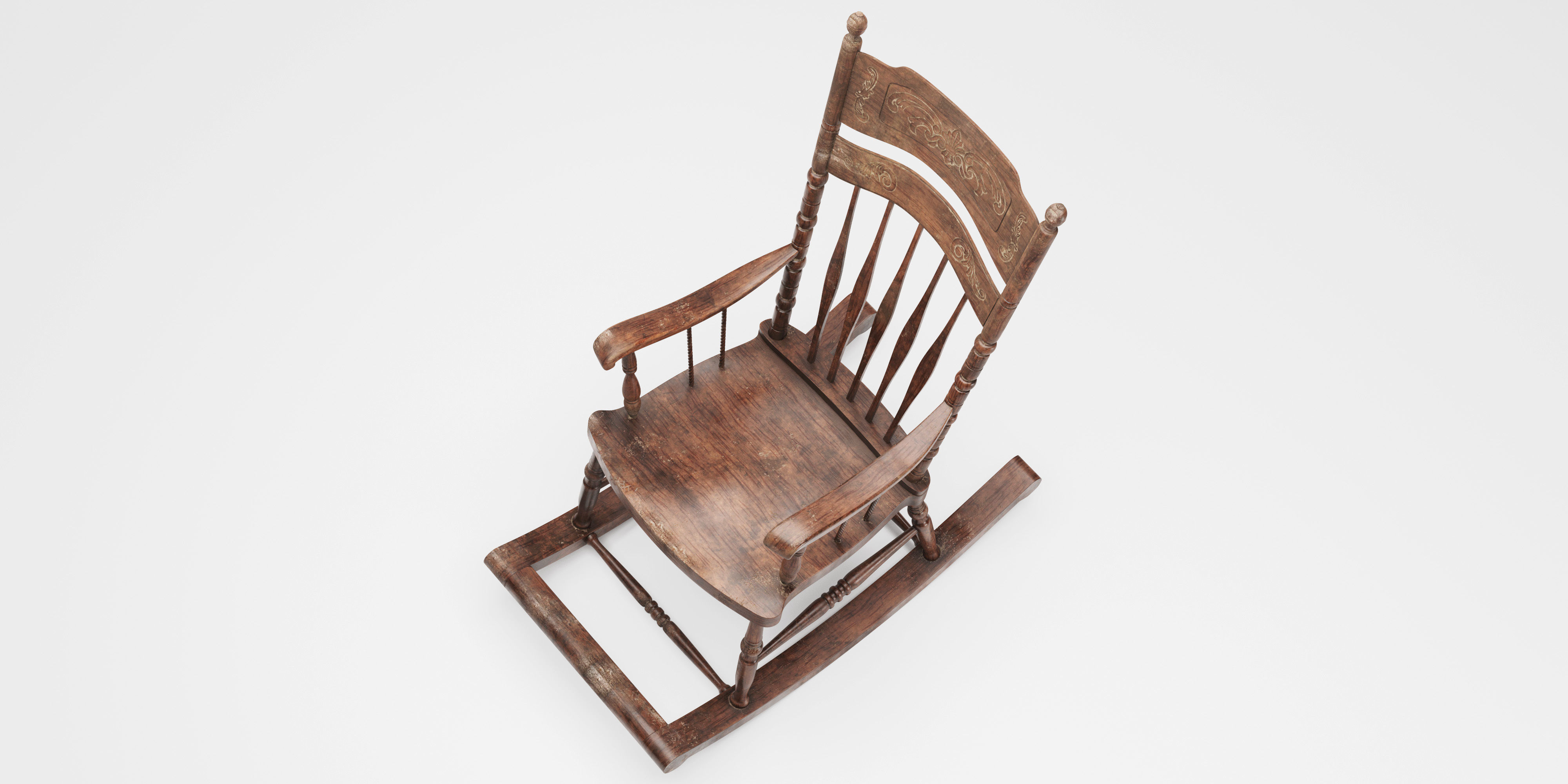 Old rocking chair 3D model_4