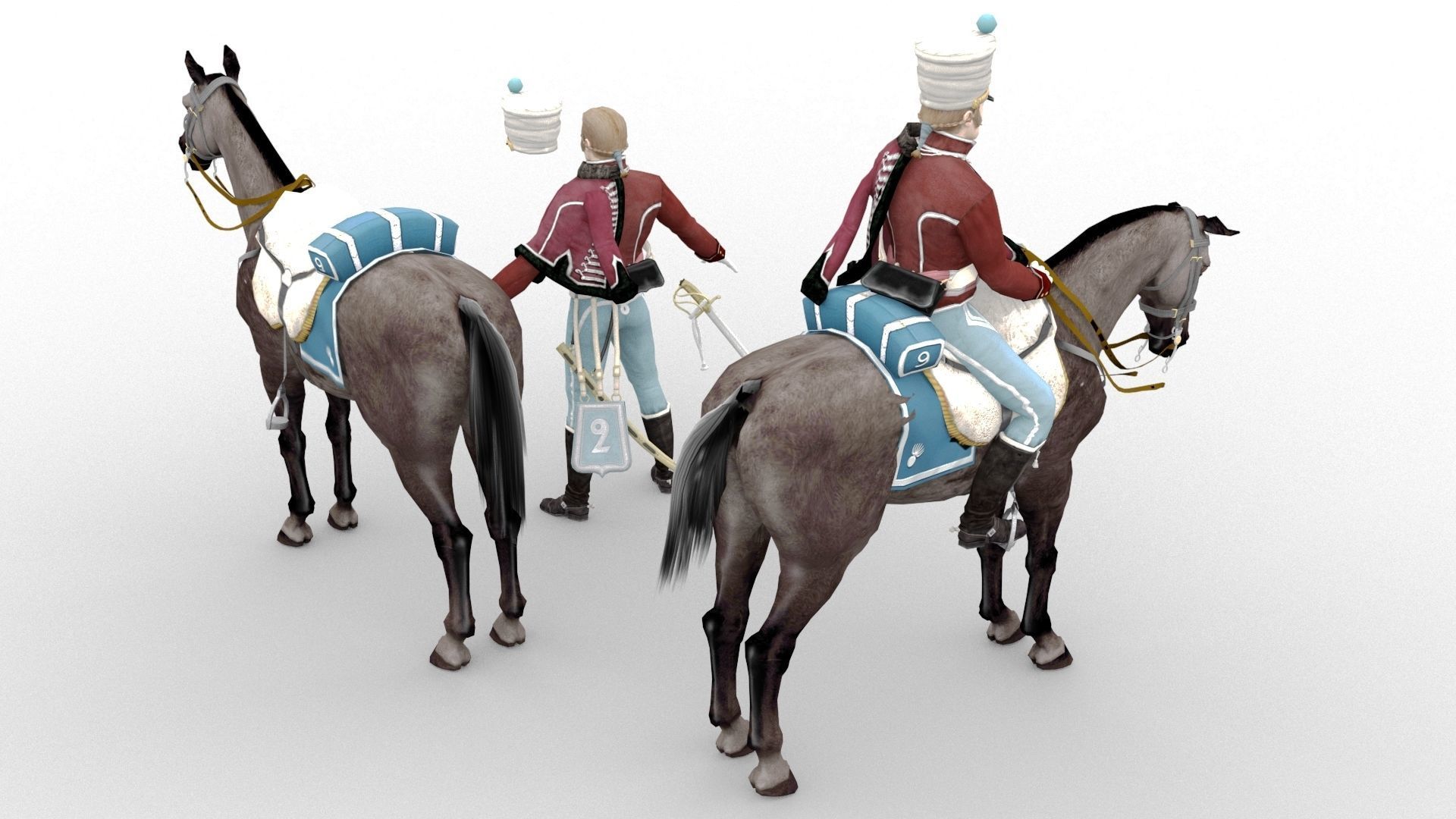 French Hussar Low-poly 3D model_4