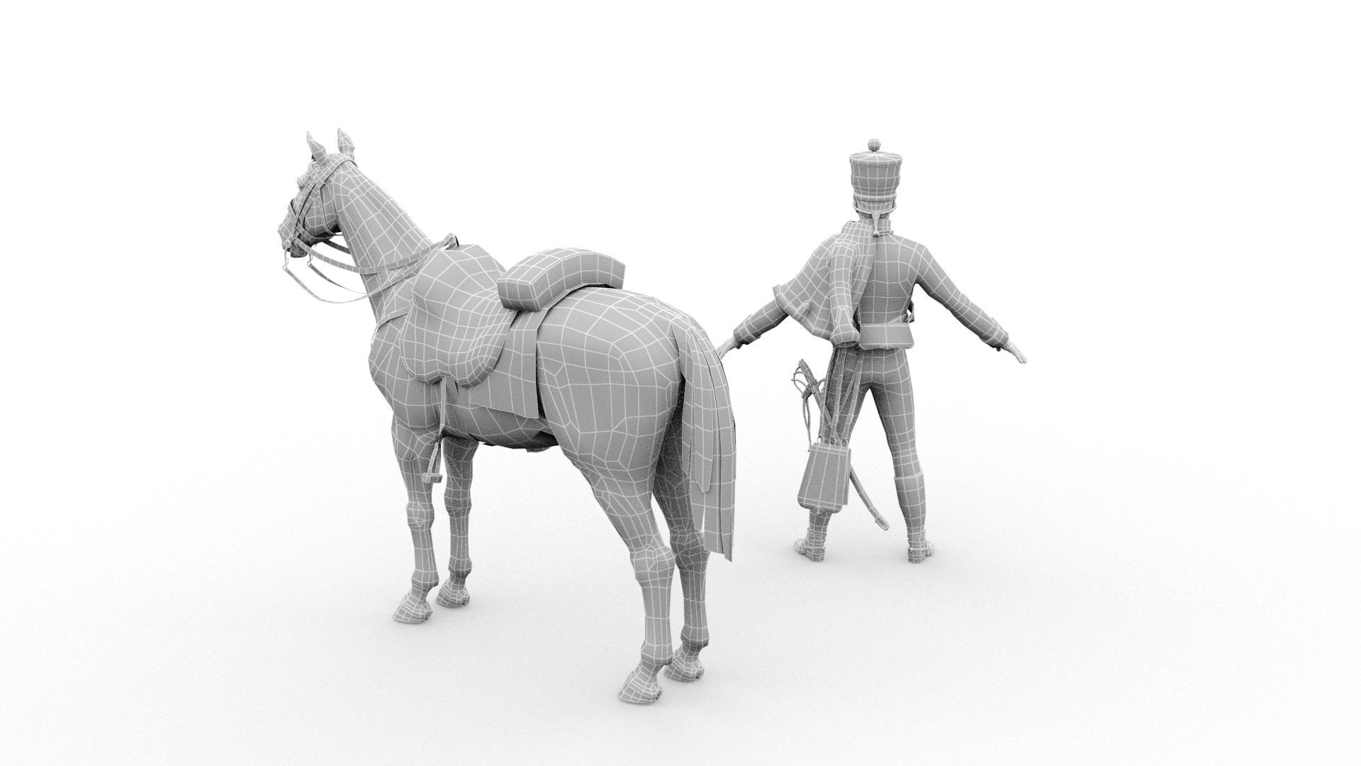 French Hussar Low-poly 3D model_6