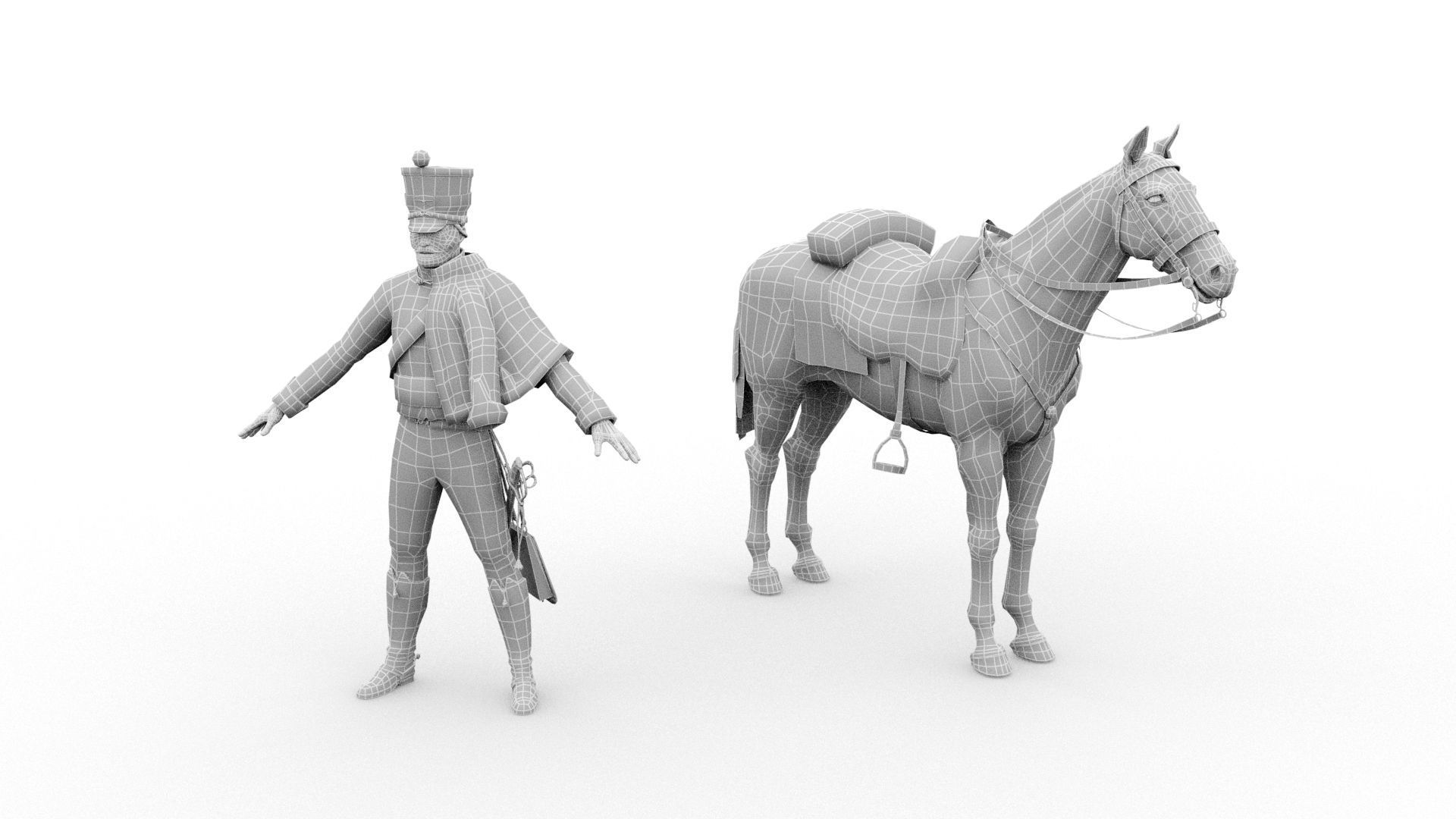 French Hussar Low-poly 3D model_5