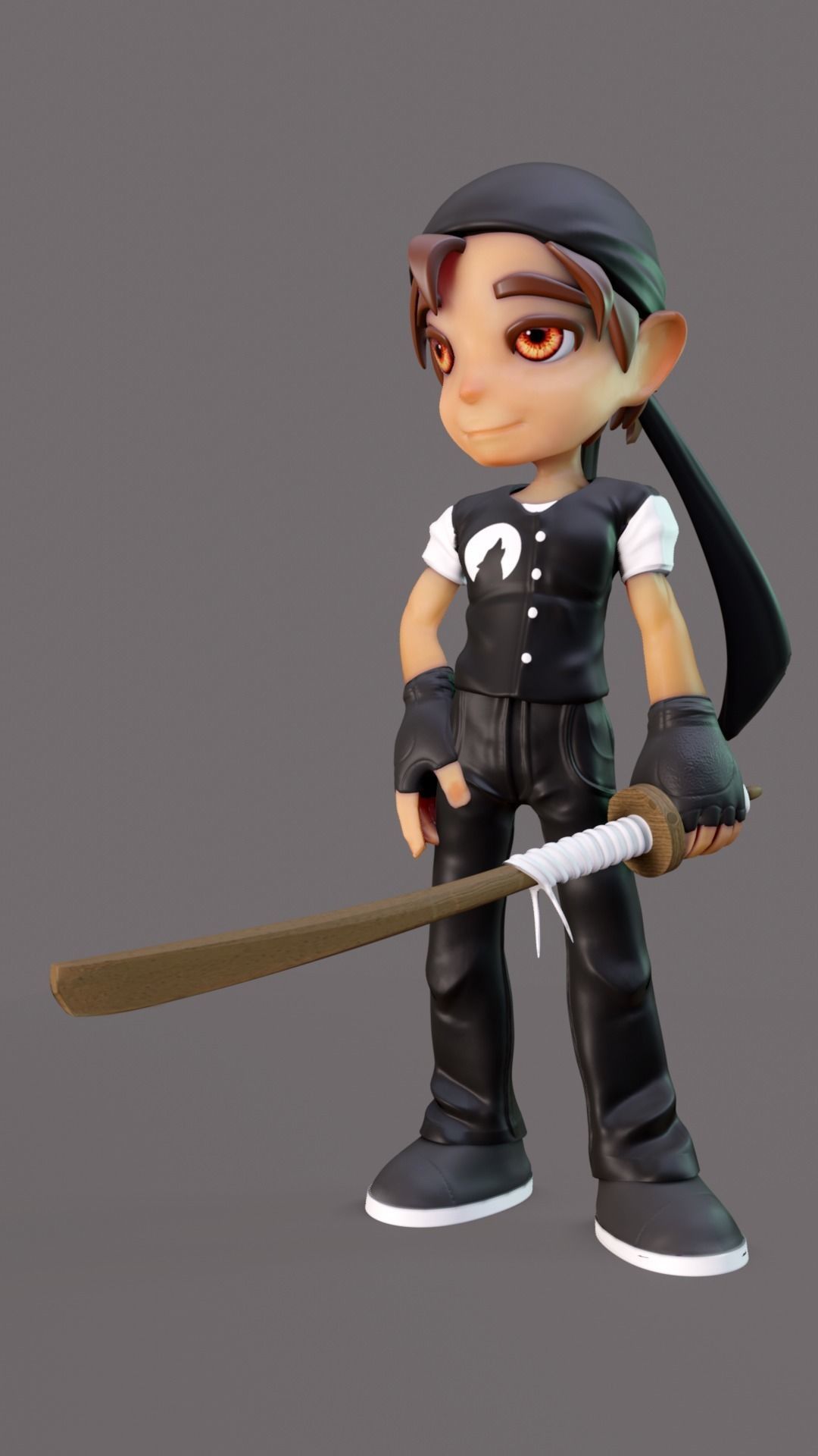 stylized anime boy half chibi character - Perfect to game engine Low-poly 3D model_3