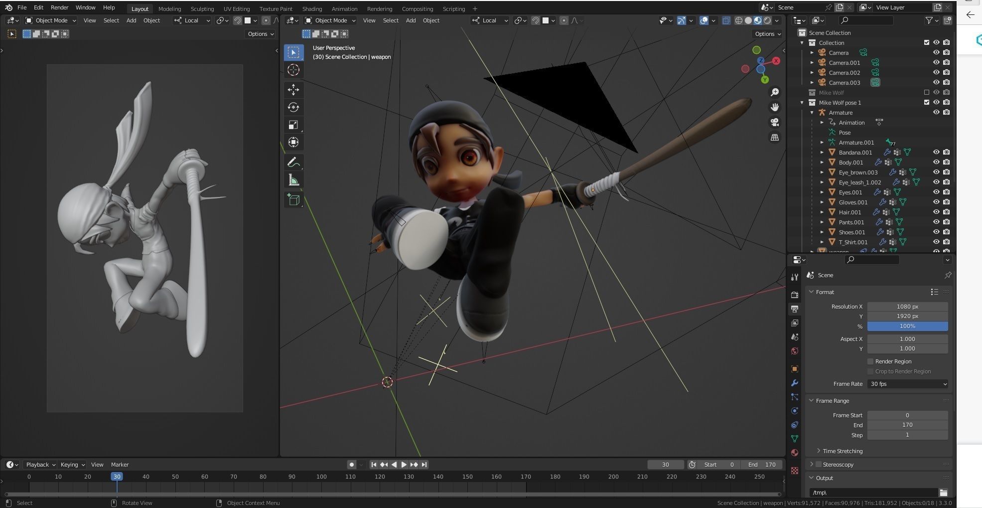 stylized anime boy half chibi character - Perfect to game engine Low-poly 3D model_4