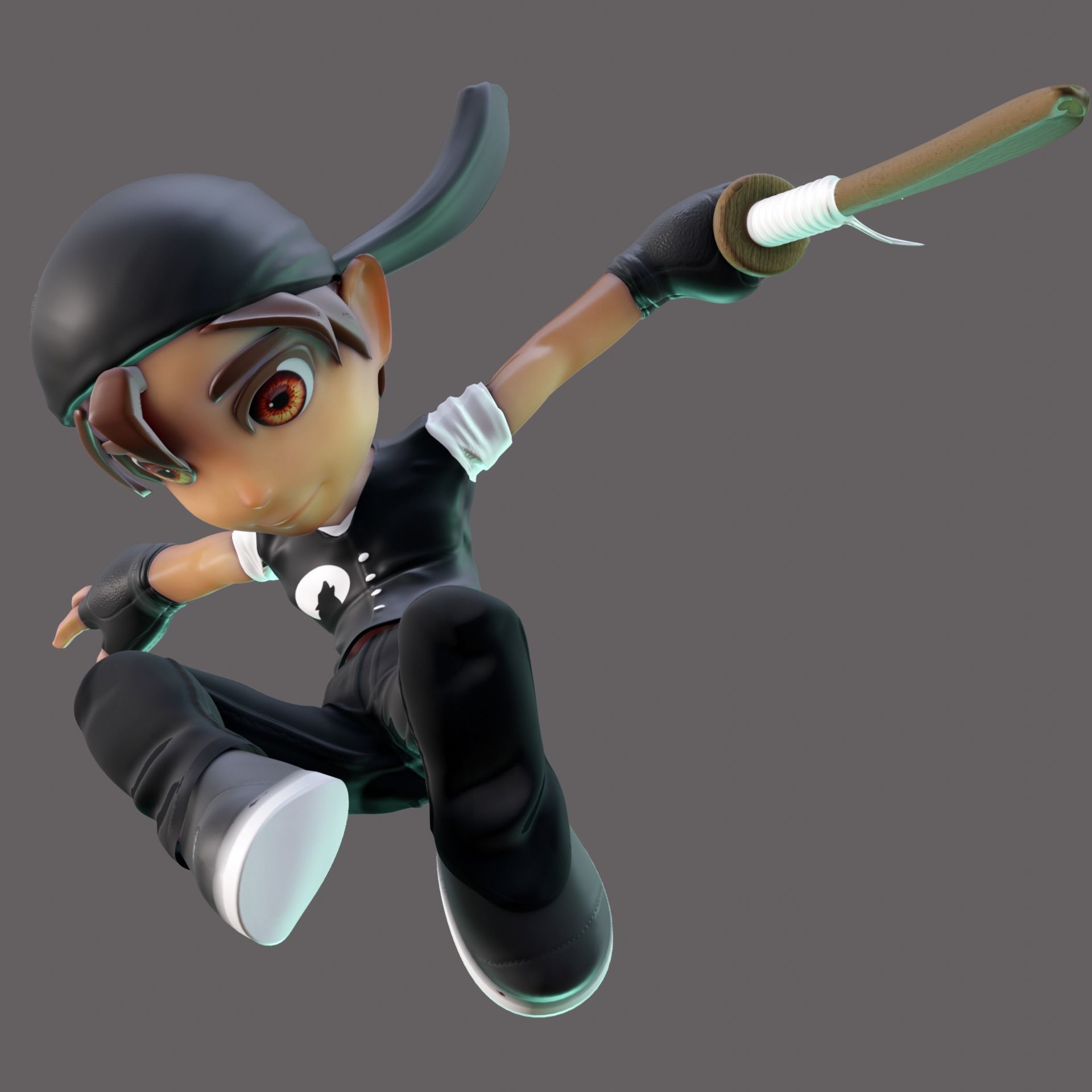 stylized anime boy half chibi character - Perfect to game engine Low-poly 3D model_10