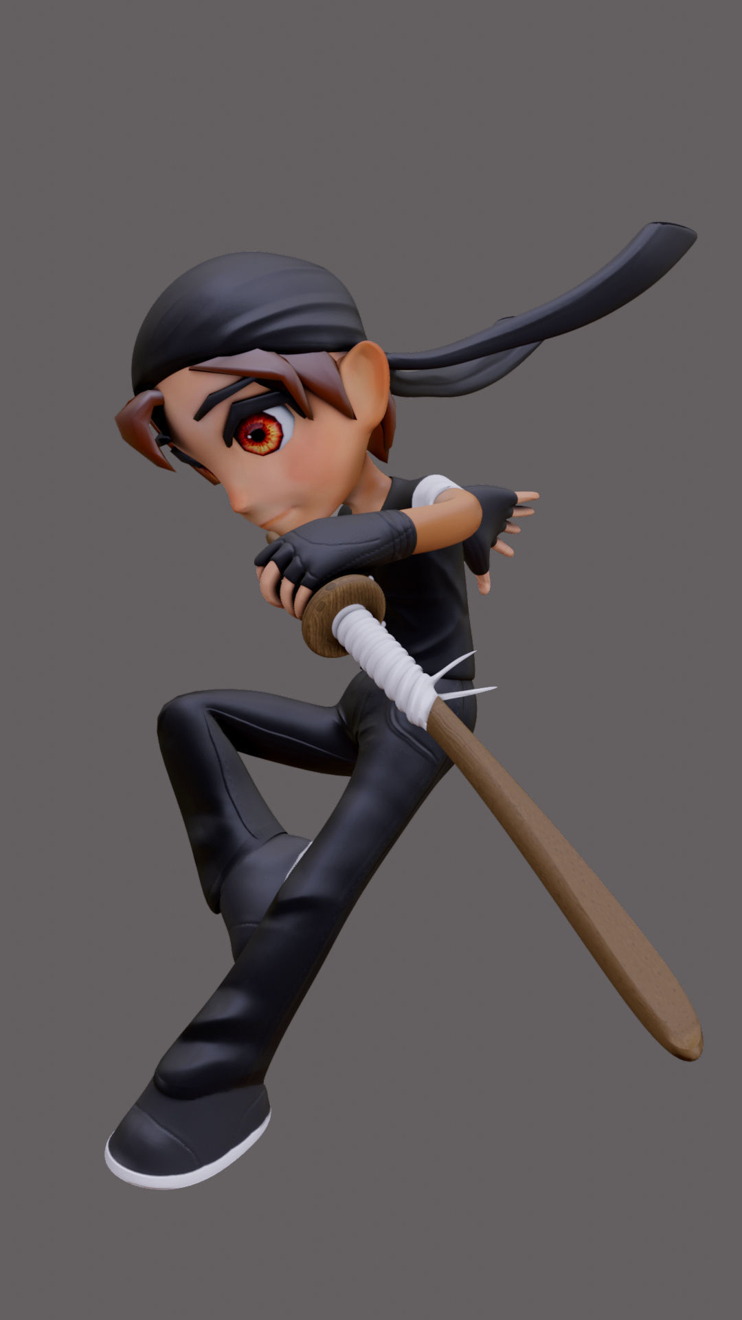 stylized anime boy half chibi character - Perfect to game engine Low-poly 3D model_9