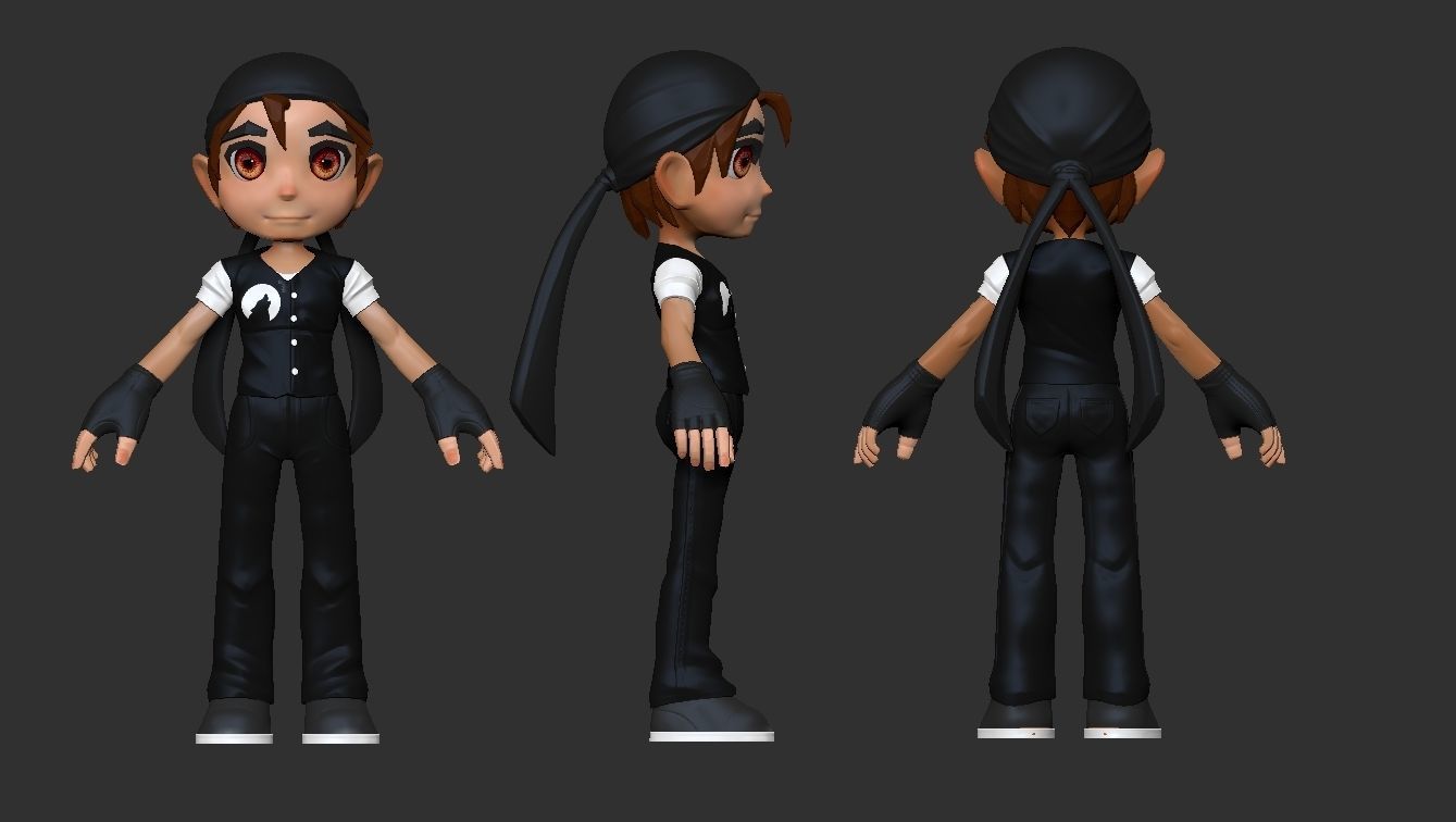 stylized anime boy half chibi character - Perfect to game engine Low-poly 3D model_2