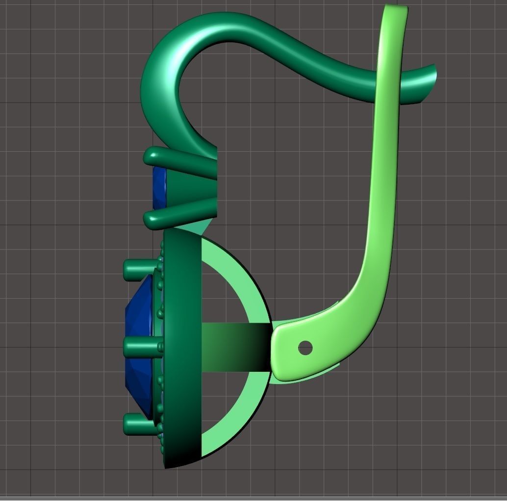 Earrings with diamonds 3D print model_8