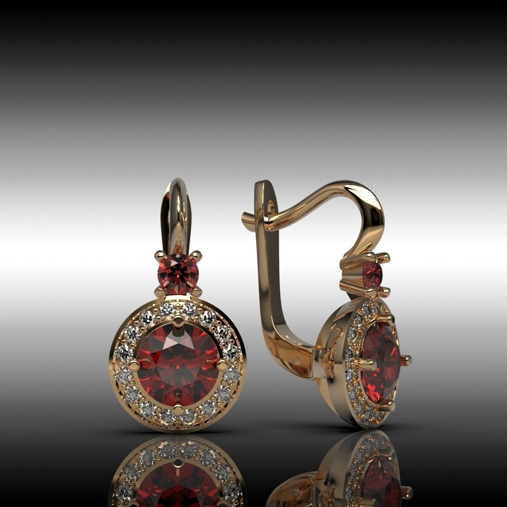 Earrings with diamonds 3D print model_1
