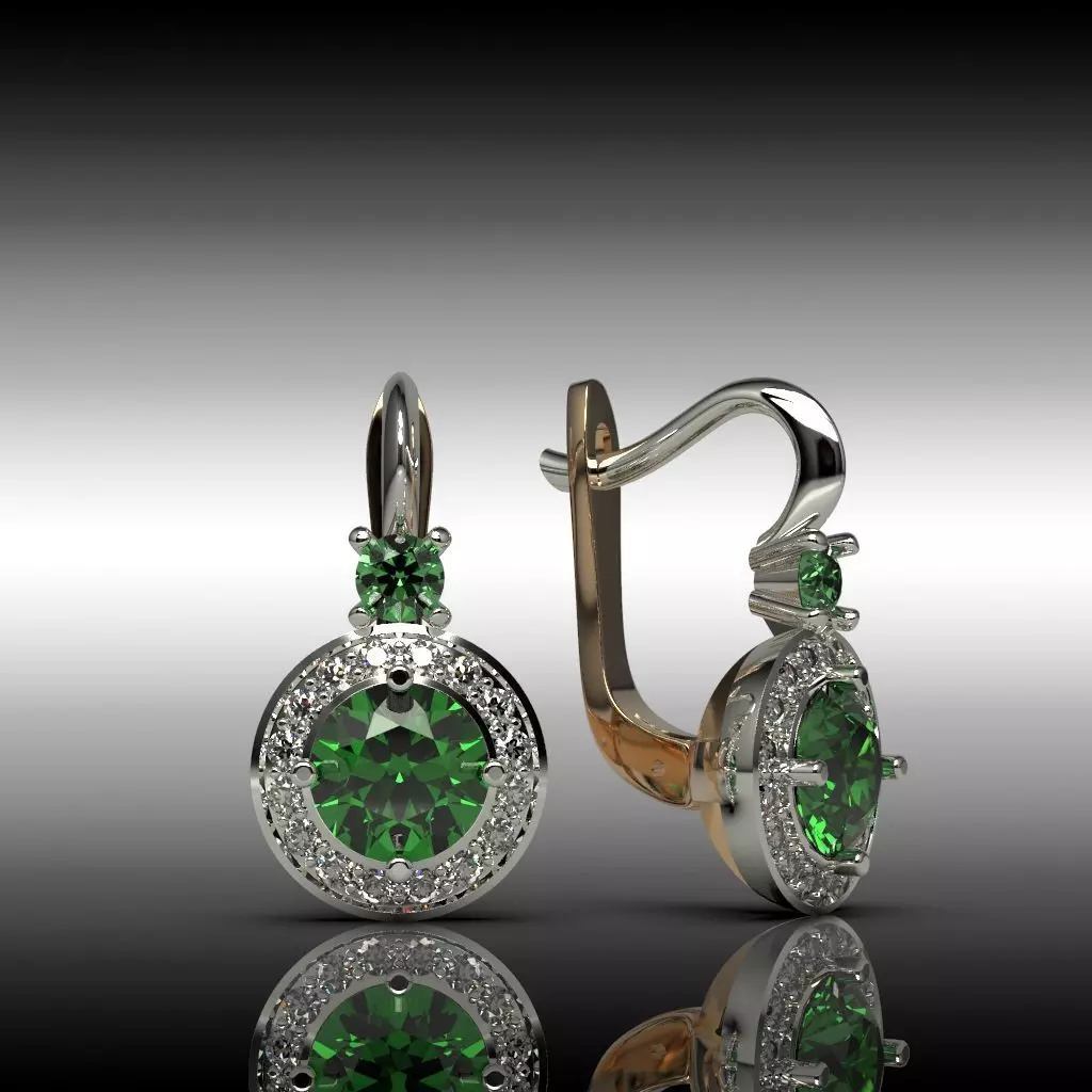 Earrings with diamonds 3D print model_0
