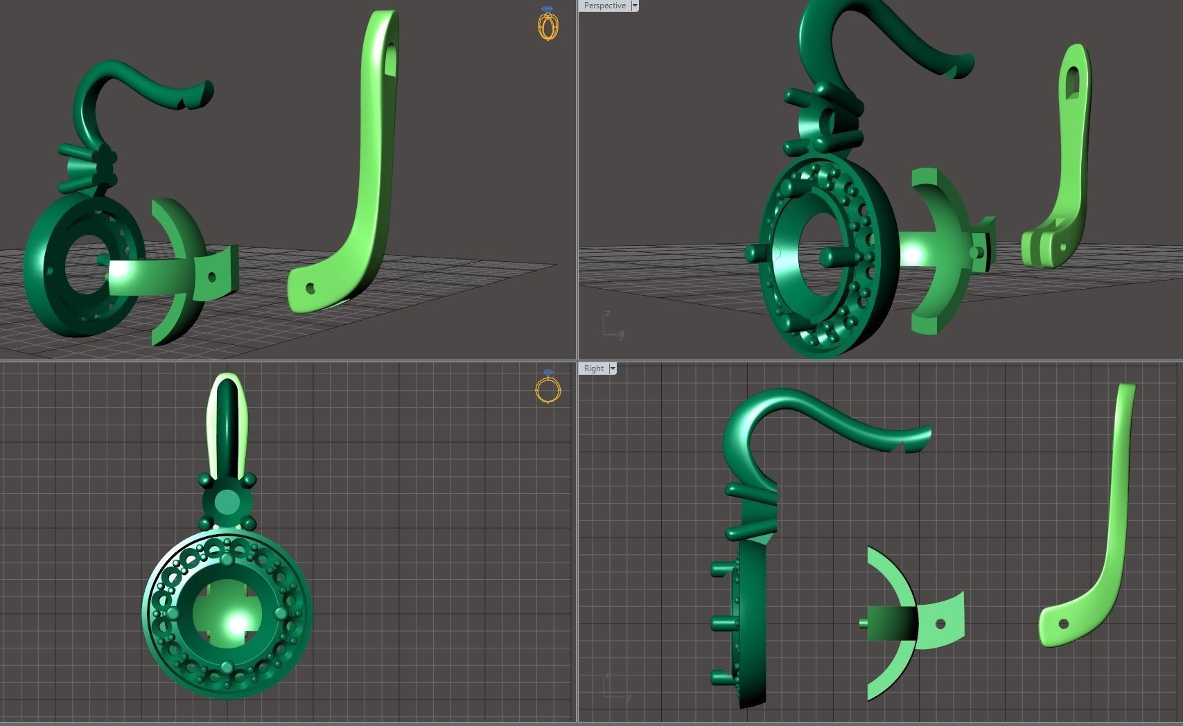 Earrings with diamonds 3D print model_11