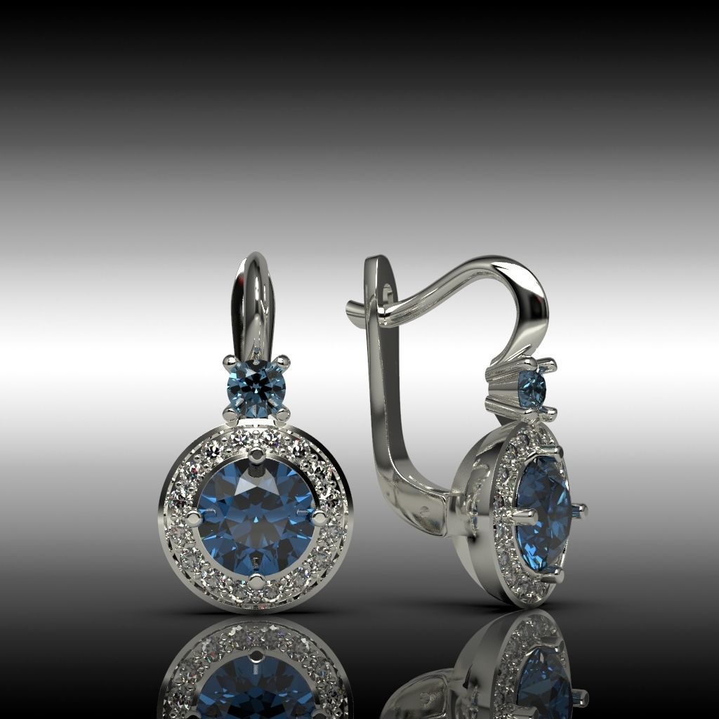 Earrings with diamonds 3D print model_2