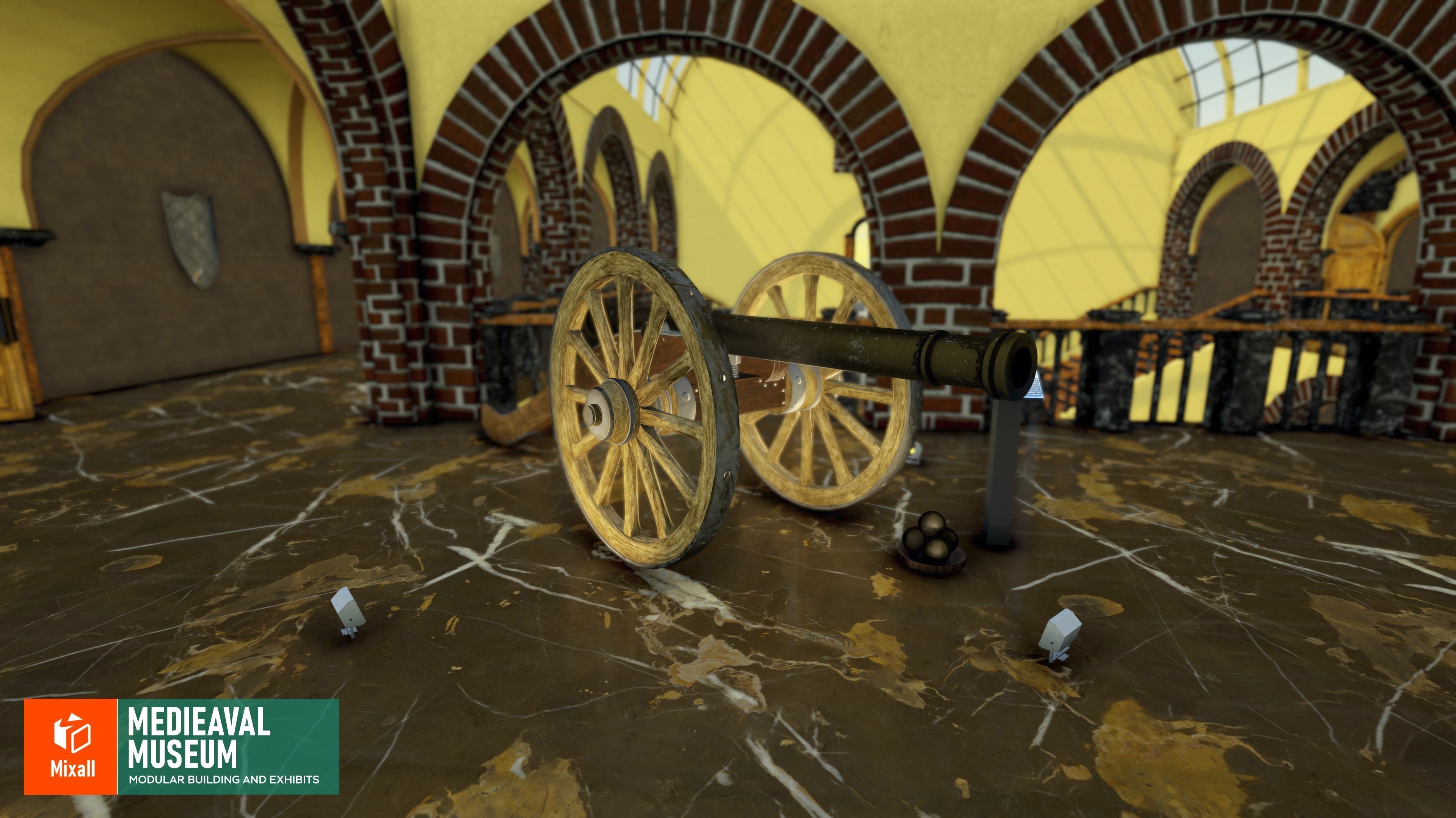 Medieval museum - modular building and exhibits Low-poly 3D model_16