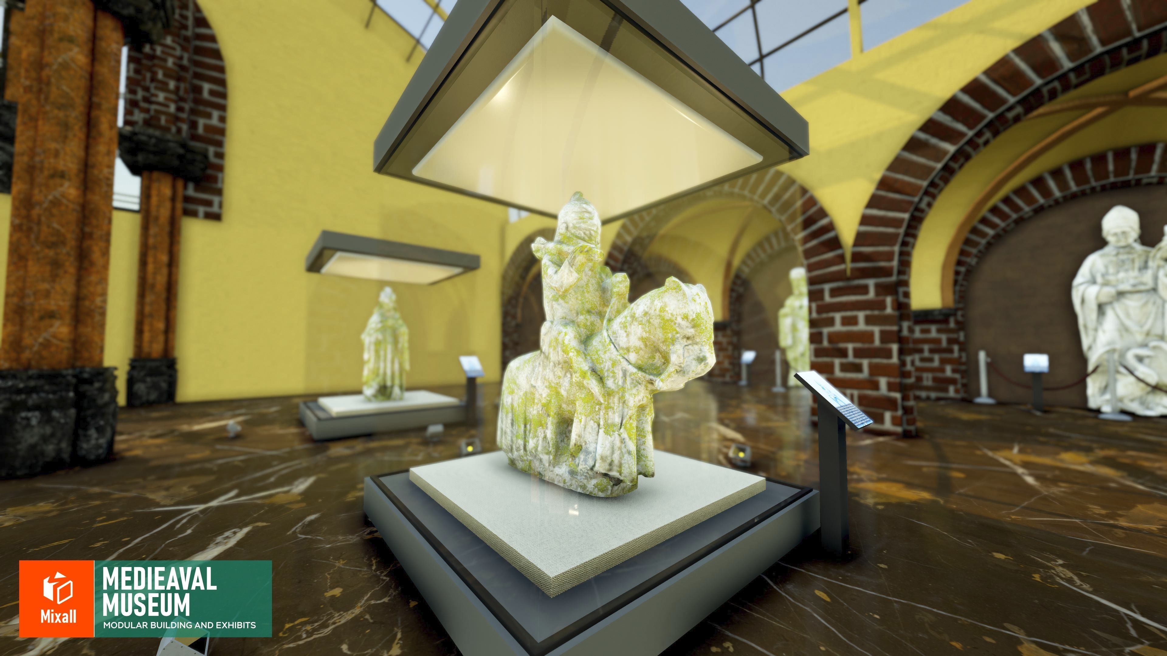 Medieval museum - modular building and exhibits Low-poly 3D model_5
